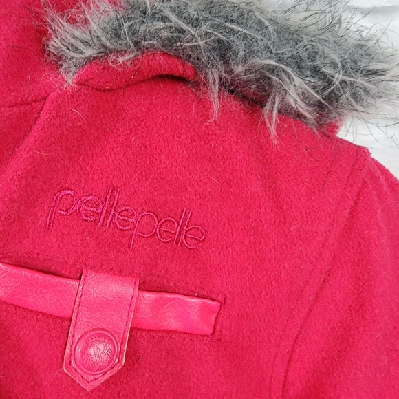 PellePelle Youth Fur Trim Hooded Wool Coat/Jacket in Discontinued Hot Pi… - Picture 4 of 13